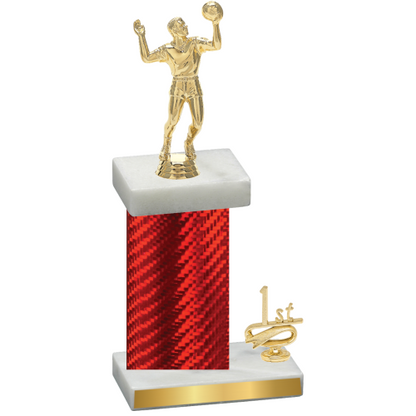 Accented Single Red Carbon Fiber First Place Volleyball Trophy