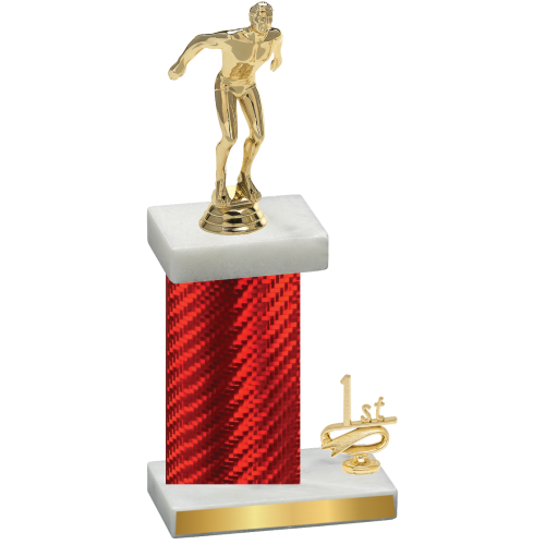 Accented Single Red Carbon Fiber First Place Swimming Trophy