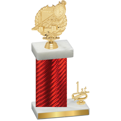 Accented Single Red Carbon Fiber First Place Swimming Trophy