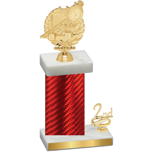 Accented Single Red Carbon Fiber Second Place Swimming Trophy