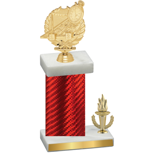 Accented Single Red Carbon Fiber Victory Swimming Trophy