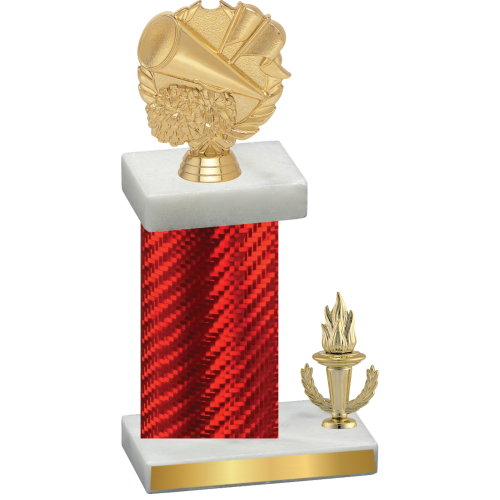 Accented Single Red Carbon Fiber Victory Cheerleading Trophy