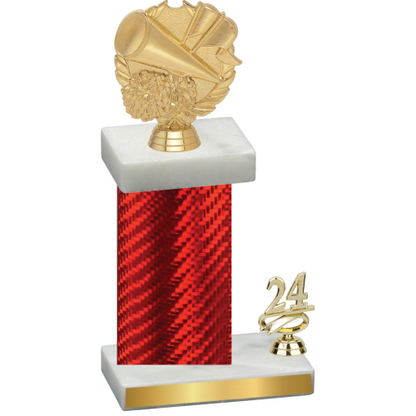 Accented Single Red Carbon Fiber Year Cheerleading Trophy