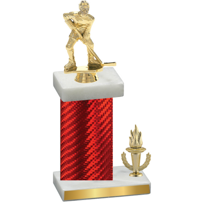 Accented Single Red Carbon Fiber Victory Hockey Trophy