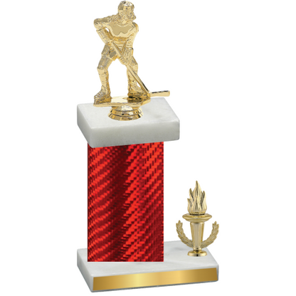 Accented Single Red Carbon Fiber Victory Hockey Trophy