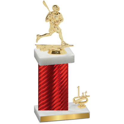 Accented Single Red Carbon Fiber First Place Lacrosse Trophy