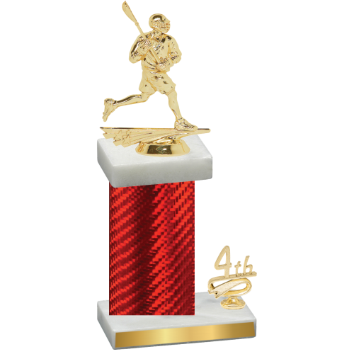 Accented Single Red Carbon Fiber Fourth Place Lacrosse Trophy