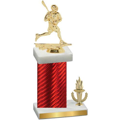 Accented Single Red Carbon Fiber Victory Lacrosse Trophy