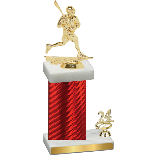 Accented Single Red Carbon Fiber Year Lacrosse Trophy