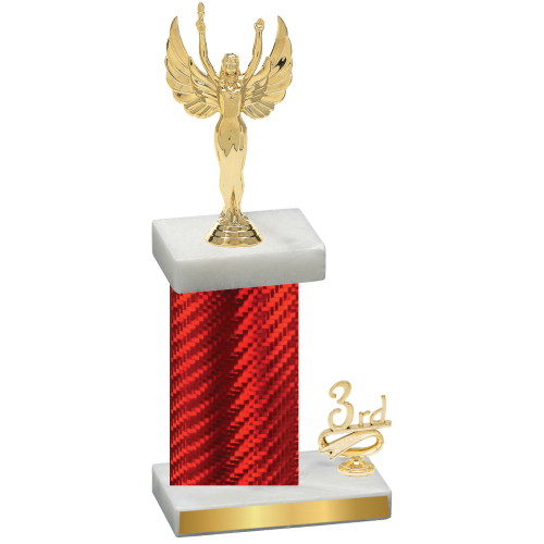 Accented Single Red Carbon Fiber Third Place Victory Trophy