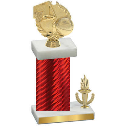 Accented Single Red Carbon Fiber Victory Basketball Trophy