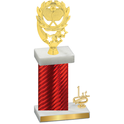 Accented Single Red Carbon Fiber First Place Pickleball Trophy