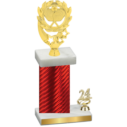 Accented Single Red Carbon Fiber Year Pickleball Trophy