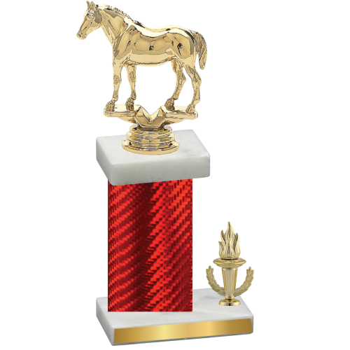 Accented Single Red Carbon Fiber Victory Horses Trophy