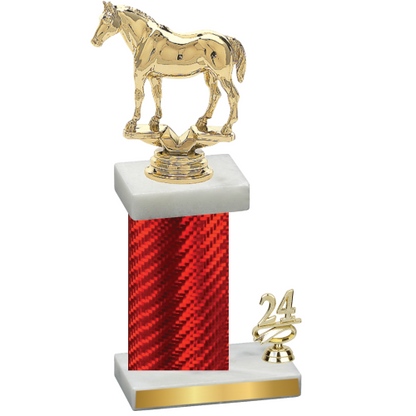 Accented Single Red Carbon Fiber Year Horses Trophy