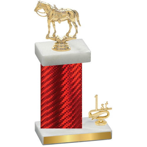 Accented Single Red Carbon Fiber First Place Horses Trophy