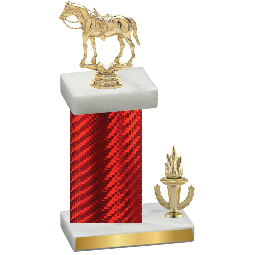 Accented Single Red Carbon Fiber Victory Horses Trophy