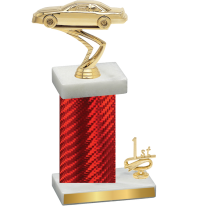 Accented Single Red Carbon Fiber First Place Cars Trophy