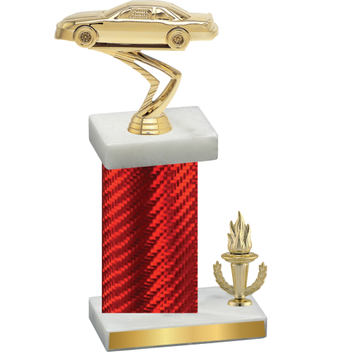 Accented Single Red Carbon Fiber Victory Cars Trophy