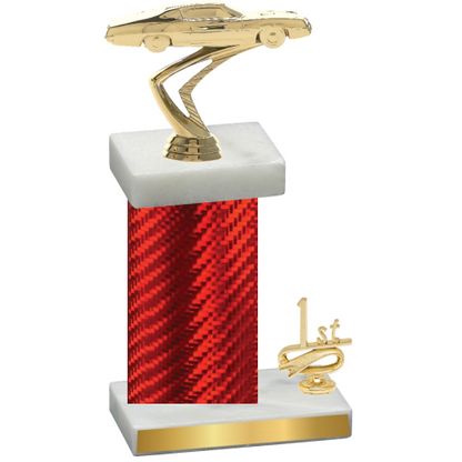 Accented Single Red Carbon Fiber First Place Cars Trophy