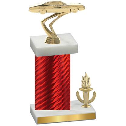 Accented Single Red Carbon Fiber Victory Cars Trophy