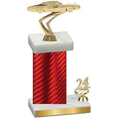 Accented Single Red Carbon Fiber Year Cars Trophy