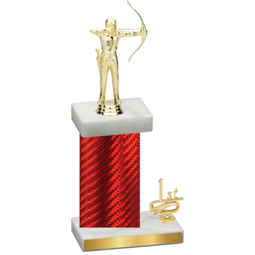 Accented Single Red Carbon Fiber First Place Archery Trophy