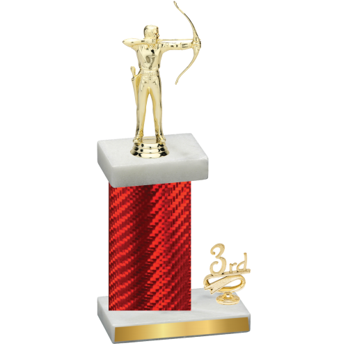 Accented Single Red Carbon Fiber Third Place Archery Trophy