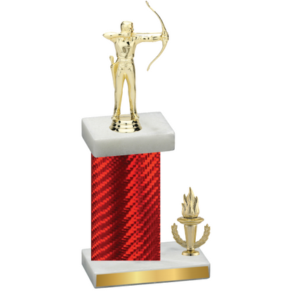 Accented Single Red Carbon Fiber Victory Archery Trophy