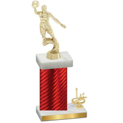 Accented Single Red Carbon Fiber First Place Basketball Trophy