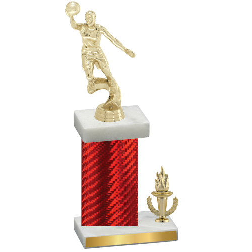 Accented Single Red Carbon Fiber Victory Basketball Trophy