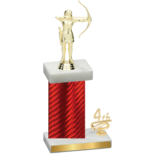 Accented Single Red Carbon Fiber Fourth Place Archery Trophy