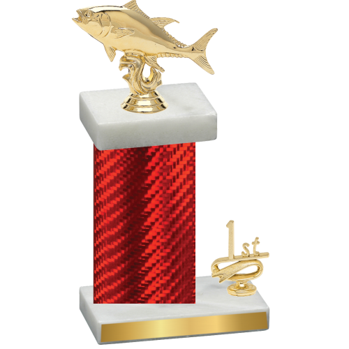 Accented Single Red Carbon Fiber First Place Fishing Trophy