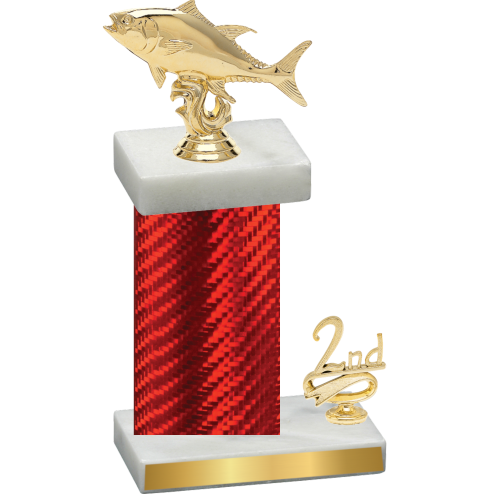 Accented Single Red Carbon Fiber Second Place Fishing Trophy