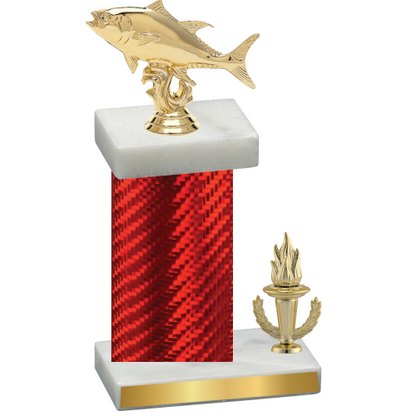 Accented Single Red Carbon Fiber Victory Fishing Trophy