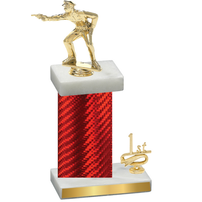 Accented Single Red Carbon Fiber First Place Shooter Trophy