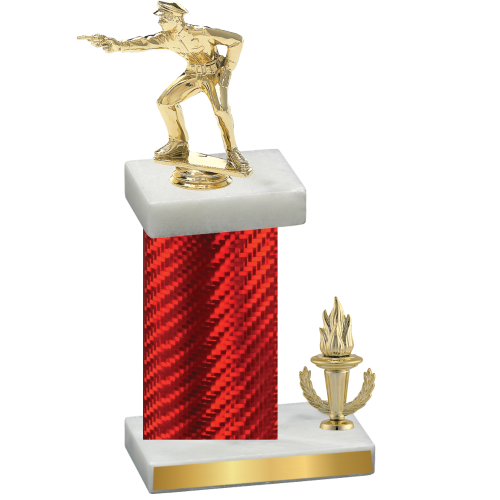 Accented Single Red Carbon Fiber Victory Shooter Trophy