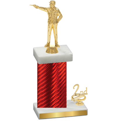 Accented Single Red Carbon Fiber Second Place Shooter Trophy