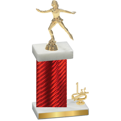 Accented Single Red Carbon Fiber First Place Skater Trophy