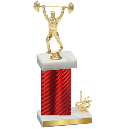 Accented Single Red Carbon Fiber First Place Weights Trophy