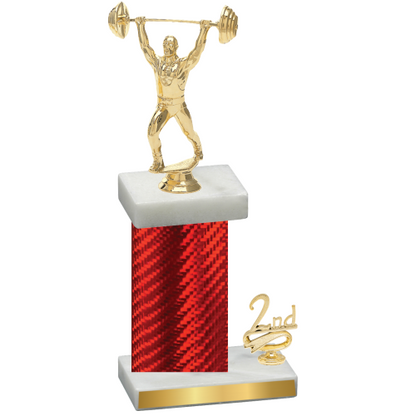 Accented Single Red Carbon Fiber Second Place Weights Trophy