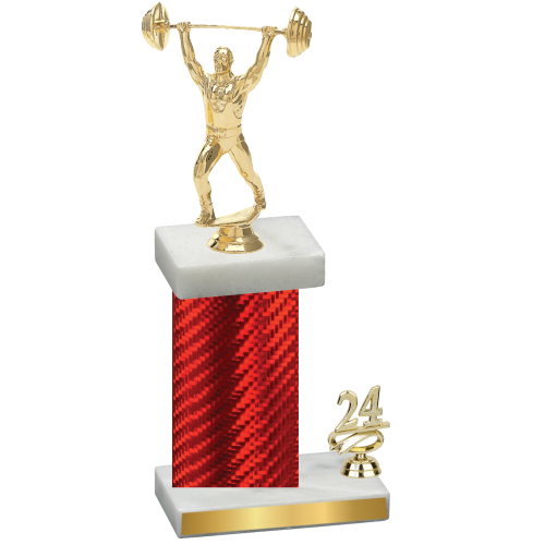 Accented Single Red Carbon Fiber Year Weights Trophy