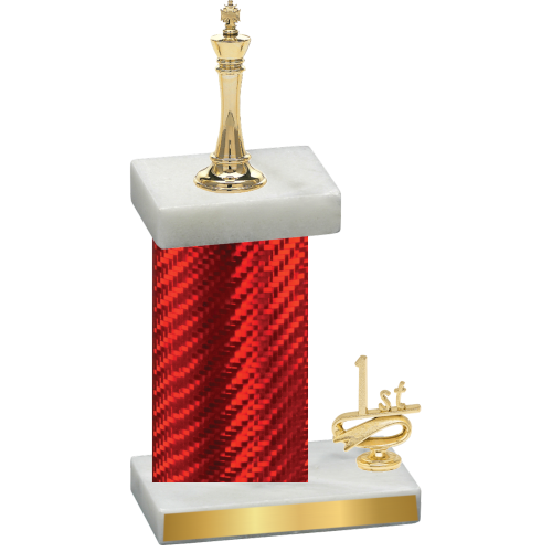 Accented Single Red Carbon Fiber First Place Chess Trophy