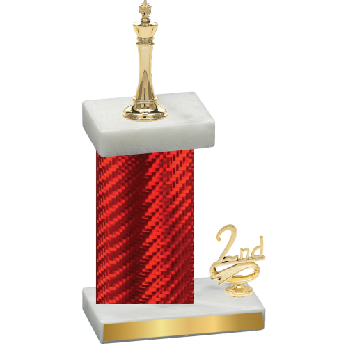 Accented Single Red Carbon Fiber Second Place Chess Trophy