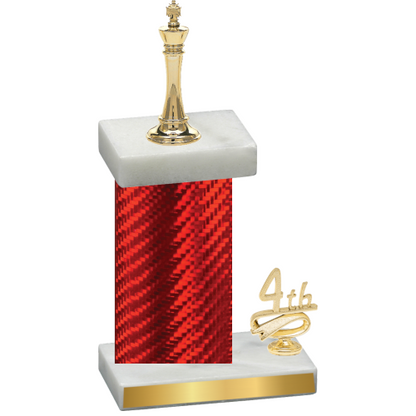 Accented Single Red Carbon Fiber Fourth Place Chess Trophy