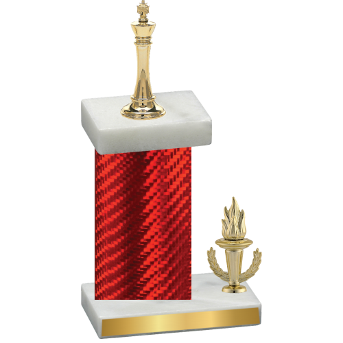 Accented Single Red Carbon Fiber Victory Chess Trophy