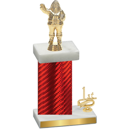 Accented Single Red Carbon Fiber First Place Holiday Trophy