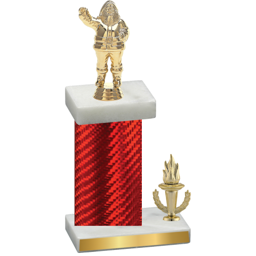 Accented Single Red Carbon Fiber Victory Holiday Trophy