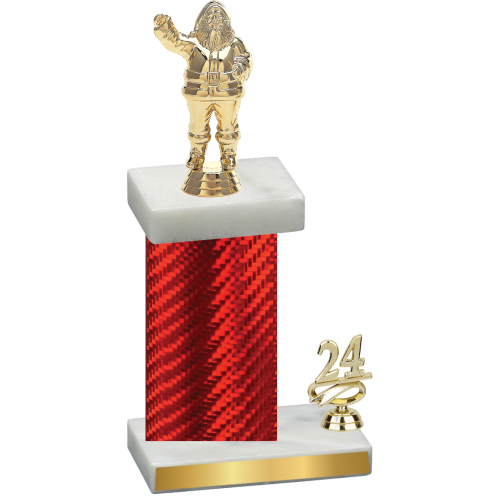 Accented Single Red Carbon Fiber Year Holiday Trophy