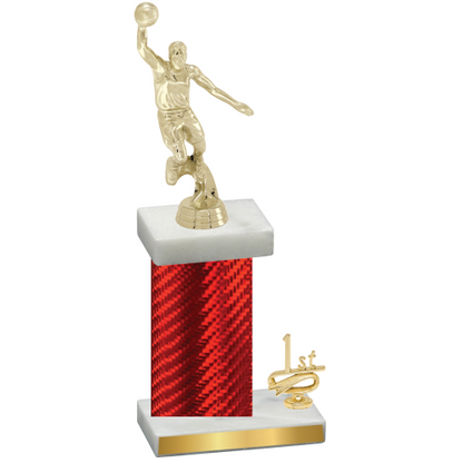 Accented Single Red Carbon Fiber First Place Basketball Trophy